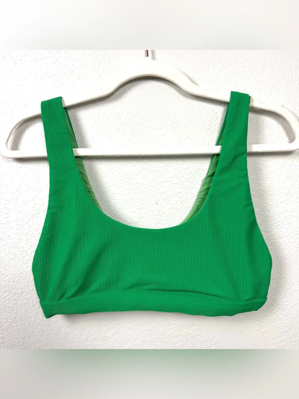 Beach Riot Size M Peyton Ribbed Bikini Top Swimsuit In Jelly Bean Green Coastal